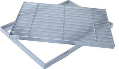 Image de Aqbau® Caillebotis avec cadre Acier Maille Grille en acier Grille métallique 34 x 51 cm