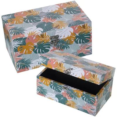 2er-Set Aufbewahrungsboxen MDF/Polyester, 30x18x15 & 24x14x12 cm