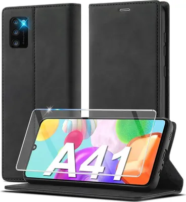 Produktbild von Samsung Galaxy A41 Hülle Leder Flip Wallet Schutzhülle Magnetisch Schwarz
