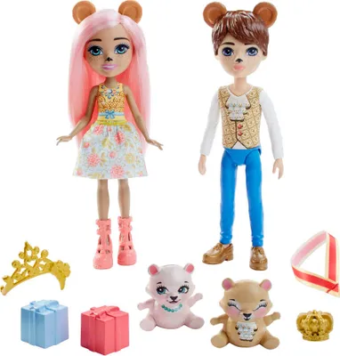 Produktbild von Royal Enchantimals Braylee Bear und Bannon Bear Puppen und 2 Tierfiguren
