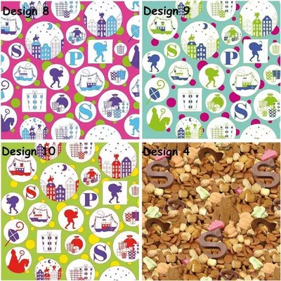 Productafbeelding van Assortiment 11 Sinterklaasinpakpapier Cadeaupapier - 200 x 70 cm - 9 rollen