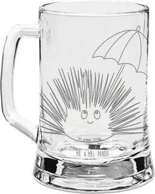 Produktbild von Mr. & Mrs. Panda Bierkrug Mit Gravur Seeigel - Transparent - Geschenk, Glas, Hier und Jetzt, Selbstakzeptanz, Humpen, Seidel, Lebe, Krug, Achtsamkeit, Selbstliebe, Meer