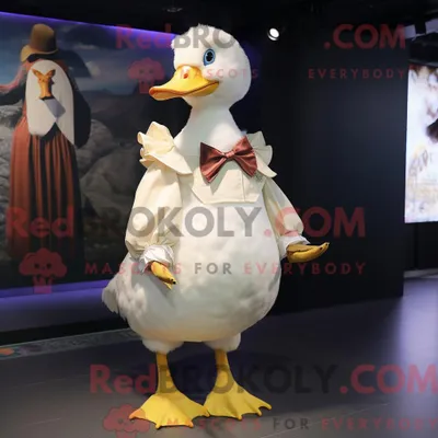 Obrázok produktu pre Maskot spoločnosti REDBROKOLY: Krémová pižmová kačka oblečená v mini sukni a zavinovačke