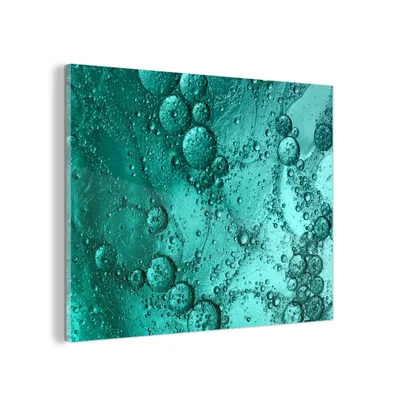 Obrázok produktu pre MuchoWow® Sklenené obrazy - Obrazy na stenu - Foto na skle Kvapky na tyrkysovom pozadí 80x60cm Nástenná dekorácia zo skla - akrylový sklenený obraz - akrylové