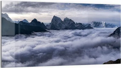 Produktbild von DEQORI Glasbild Echtglas 100x50 cm 'Wolkenberührung' Wandbild Bild modern Deko