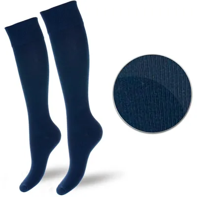Image de Bas Milena, modèle classique et élégant, en coton, couleur bleu, taille 37-41