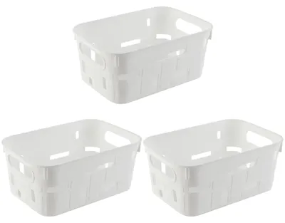 Aufbewahrungsboxen 3er-Set, 19,5x12,5x8 cm, weiß, Kunststoff
