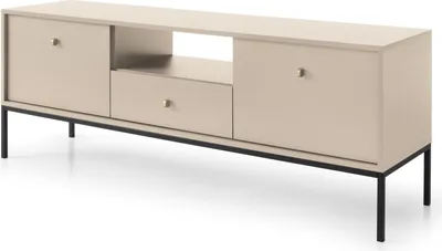 Produktbild von Furniture24 Fernsehschrank Mono Mrtv154 Tv-Schrank 154 X 56 X 39 Cm Lowbnoard Beige/Schwarzes Gestell