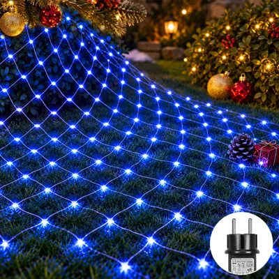 Produktbild von 3X2m 200 LED Lichterkette Lichternetz Blau Lichtervorhang 8 Lichtmodi Innen Party Deko Weihnachtsbeleuchtung