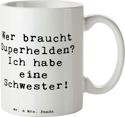 Produktbild von Mr. & Mrs. Panda Tasse Spruch Liebe Schwester - Weiß - Geschenk, Kaffeetasse, Familiengeschenk, Bewunderung, Kaffeebecher, Weihnachten, einzigartige Designs, Henkelpott