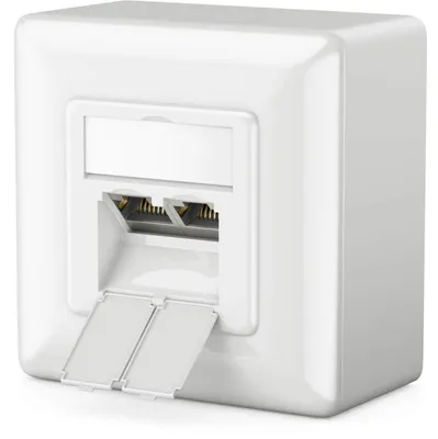 Produktbild von deleyCON CAT 6a Netzwerkdose 2x RJ45 Port 10 Gbit/s, 1 Stück - Weiß