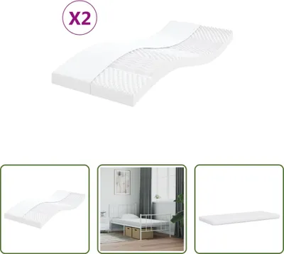 Immagine prodotto di The Living Store Materassi in schiuma 2 pezzi 90x190 cm a 7 zone livello di rigidità 20 ILD