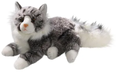 Produktbild von Carl Dick Katze Maine Coon grau-weiß liegend ca. 30cm 3202 Kuscheltier, Plüschtier, Stofftier