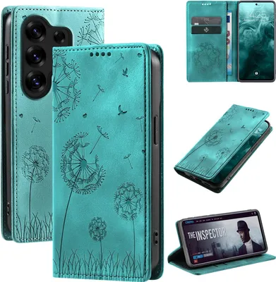 Produktbild von Handyhülle für Samsung Galaxy S26 Ultra RFID Schutz Klapphülle Case Cover Design Blume Pusteblume Schutzhülle Farbe: Türkis