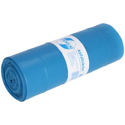 Produktbild von Deiss PREMIUM Abfallsäcke mit Zugaband blau 120 Liter 700x1100+50 mm 25 Stück