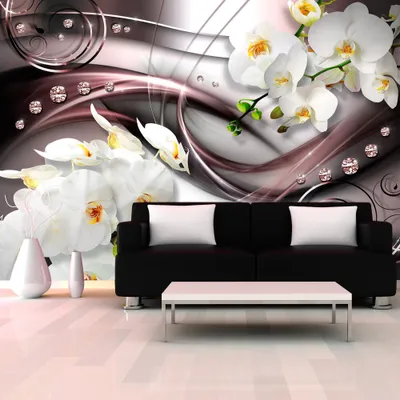 Produktbild von Fototapete selbstklebend Blumen 294x210 cm Tapete Wandtapete Wandbilder Klebefolie Dekofolie Tapetenfolie Wand Dekoration Wohnzimmer - Orchidee Design Abstrakt b-A-0150-a-d