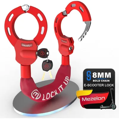 Productafbeelding van Elektrische scooter slot, 8mm, handboeidesign, rood, stijlvol