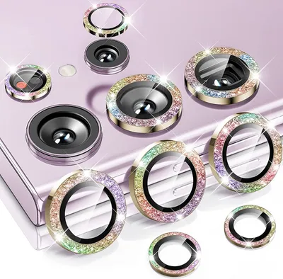 Produktbild von Für Samsung Galaxy S25 Ultra Aluminium Glitzer Ring Kamera + H9 Tempered Hart Glas Bunt
