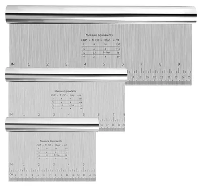 Productafbeelding van Set van 3 RVS Deegschrapers 15/20/30 cm met Maatschaal