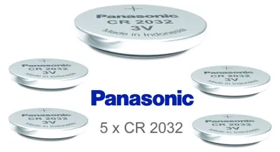 Produktbild von 5x Panasonic CR2032 DL2032 ECR2032 Lithium Knopfzellen – Lose Batterien für Uhren, Autoschlüssel