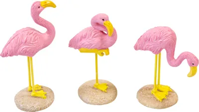 Produktbild von Flamingo-Figur aus Kunstharz 1 Stück pink-gelb 3,5 x 10 cm - Einheitsgröße