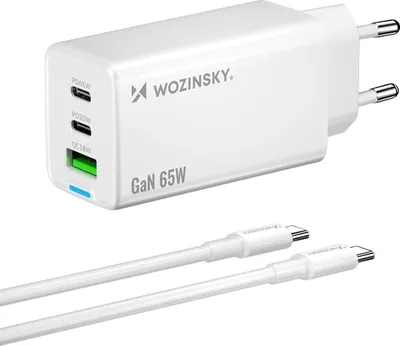 Immagine prodotto di Wozinsky Gan 65W Caricabatterie con porte Usb 2Xusb-C con cavo C-C 65W - Bianco