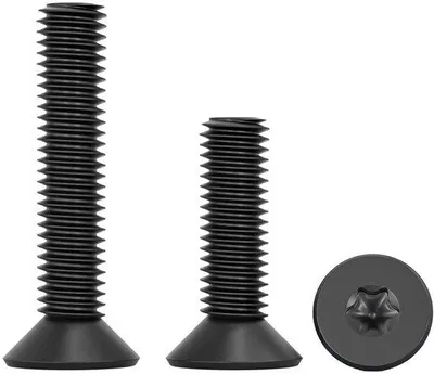 Zdjęcie produktu dla Śruby z łbem wpuszczanym – śruby z łbem płaskim – montaż mebli – stal nierdzewna – M4 x 12 mm – 20 sztuk – czarne