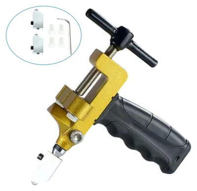 Immagine prodotto di Taglierina per vetro e piastrelle - Set di utensili manuali 2 in 1 - Per vetro, specchi, Vetroceramica, piastrelle smaltate - Taglio di precisione - 1 set
