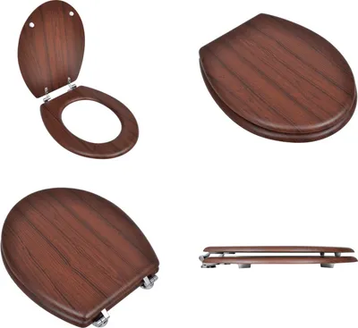 Produktbild von vidaXL Toilettensitz MDF Deckel Schlichtes Design Braun - WC- Sitz - WC-Sitze - Toilettensitz - Toilettensitze