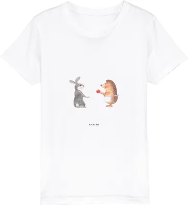 Produktbild von Mr. & Mrs. Panda Kleinkinder T-Shirt Hase Igel 7-8 Jahre (122/128) - Weiß - Geschenk, Trennungsschmerz, Kinder, Kindershirt, Öko, Teenager, Baumwolle, Lustige Sprüche