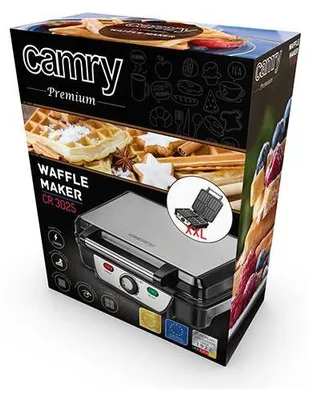 Obrázek produktu pro Camry Premium CR 3025, 4 vafle/vaflí, Čtverec, Černá, Výkon, Připraven, 1500 W