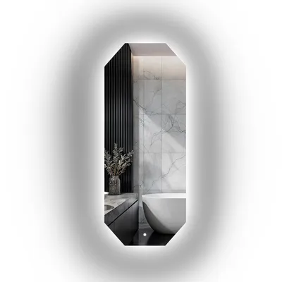 Image de Alfaram Miroir mural organique OKTAGON LED 60 x 150 , de forme irrégulière, pour la salle de bains ou le salon