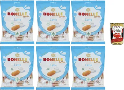 Produktbild von Fida Bonelle Toffee Latte Caramella Morbida, Toffee Soft Candy, 6x 150 g + Italian Gourmet polpa 400g