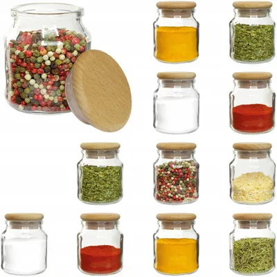 Produktbild von Zaplanowane Gewürzgläser Behälter mit Holzdeckel 12 Stück 200ml