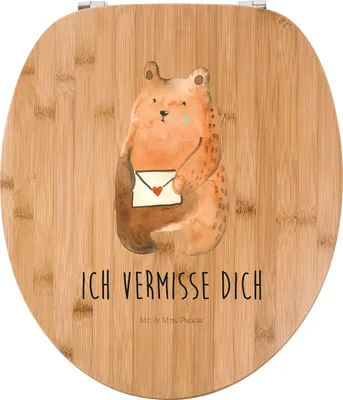Produktbild von Mr. & Mrs. Panda klo deckel Bär Liebesbrief - Transparent - Geschenk, WC-Sitz, WC Sitz, Vermissen, Brille, Toilettendeckel, Liebeskummer, Sehnsucht, Holz Klobrille, Teddy
