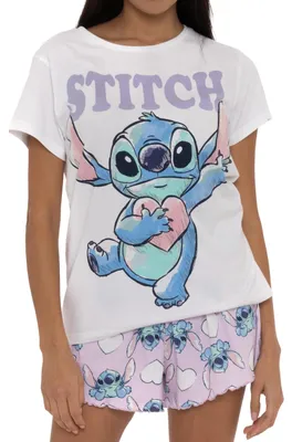 Produktbild von Disney Stitch Schlafanzug | Lilo Und Stitch Pyjama | Damen Schlafanzüge | Weiß L