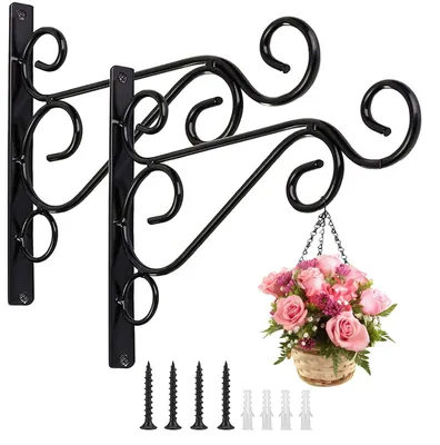 Pflanzenhaken aus Metall, 2er-Set, schwarz, 20,5x25 cm, bis 5 kg