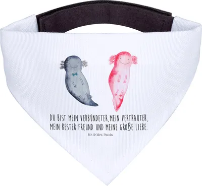 Produktbild von Mr. & Mrs. Panda Hundehalstuch Axolotl Freundin - Weiß - Geschenk, Valentinstag, Jahrestag, Halstuch Hund, Tuch, Hunde, Liebe