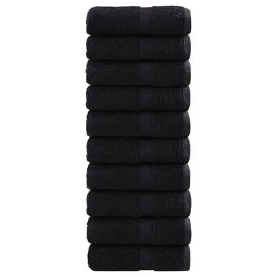 Produktbild von HOMMIE Premium Waschhandtücher SOLUND 10er set - modernes Design -Schwarz 30x30cm 600 g/m² Promotion789201 - Handtücher