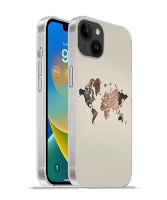Produktbild von MuchoWow® Handyhülle Schutzhülle Hülle für Apple iPhone 14 Plus - Soft case Weltkarte - Holz - Braun Silikon Softcase Handy Hülle - Abbildung