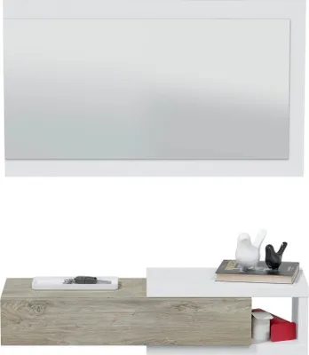 Zdjęcie produktu dla Rewersowa konsola ścienna z 1 szufladą i 1 lustrem, szerokość 95 cm - NOON