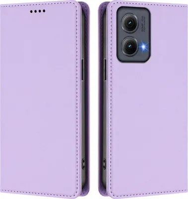 Obrázek produktu pro Kožené pouzdro pro Motorola Edge 2024, magnetické flipové pouzdro zPolyuretankůže se stojánkem Světle fialová