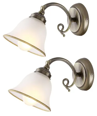 Produktbild von 2er Set Wandleuchte, Glas, altmessing, H 18 cm