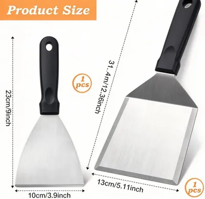Produktbild von Plancha-Spatel Set, 2-teilig, Edelstahl, 23 cm, für Grill und Küche