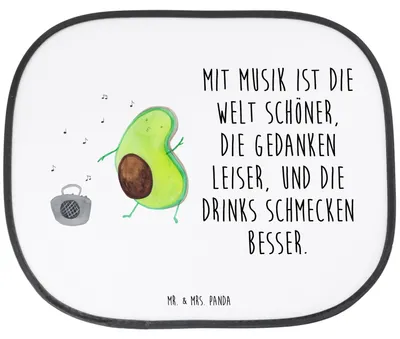 Produktbild von Mr. & Mrs. Panda Sonnenschutz Auto Avocado Tanzen - Weiß - Geschenk, saugnapf, Feier, Singen, Party, Musik, Sonnenblende, für, Fürs, Urlaub