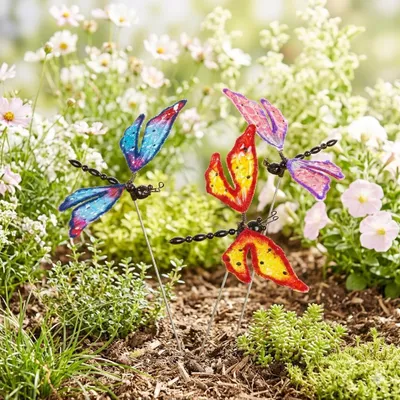 Produktbild von Gartenstecker Libelle Pfeifenputzer 3er Set ca. 55 cm - Gartendekoration
