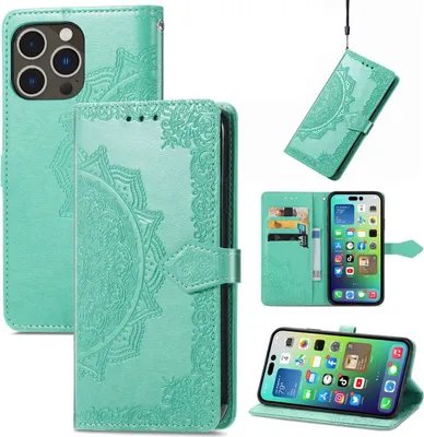 Produktbild von König Design Hülle kompatibel mit Apple iPhone 15 Pro Kunstleder Handyhülle - Handy Case Grün