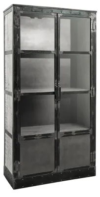 Produktbild von MASSIVMOEBEL24.DE Vitrine Mango 92x40x185 grau lackiert HEAVY INDUSTRY #143