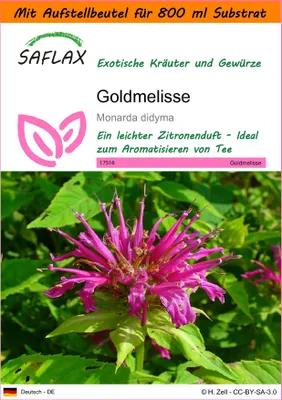 Produktbild von SAFLAX Garden in the bag - Goldmelisse - Monarda didyma - 20 Samen - Mit Anzuchtsubstrat im praktischen, selbst aufstellenden Beutel