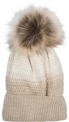 Produktbild von styleBREAKER Damen Strick Bommelmütze mit Farbverlauf und Fleece Futter, Winter Fellbommel Mütze, Strickmütze 04024205